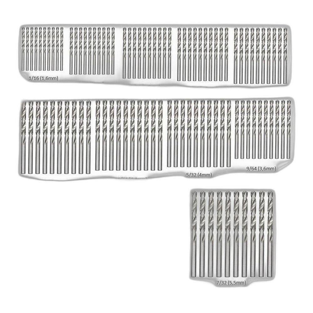 Kit 100 Brocas Aço 1,6Mm 1/16 A 5,5Mm 7/32 Hss Din338