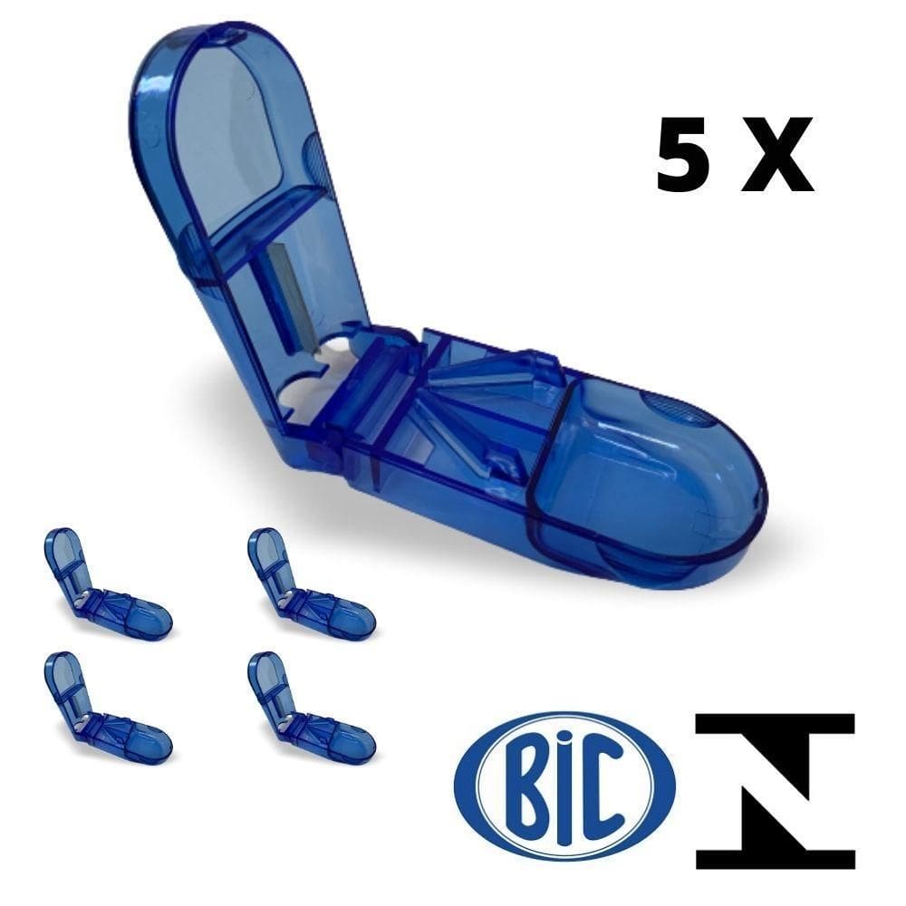 Kit 5 Cortador De Comprimidos Com Armazenamento E Lâmina Bic