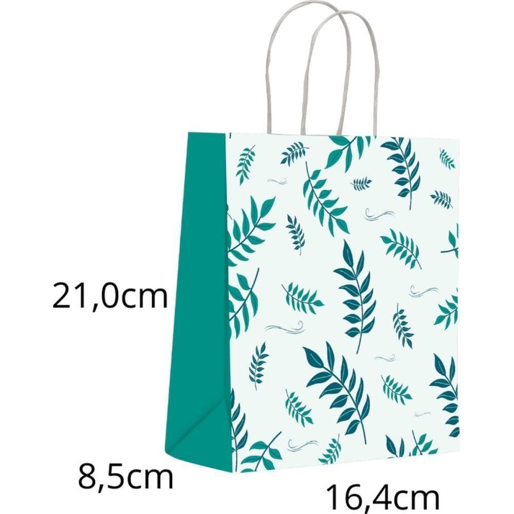 Sacola Para Presente Decorada Folhas P 16X21X8Cm 10Un Scrity