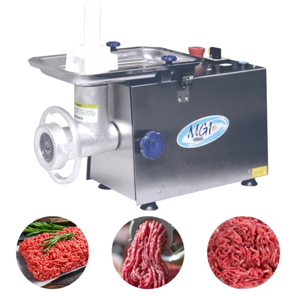 Moedor de Carne Elétrico Boca 10 Inox 190kg/h MGI-10 Bivolt Gural
