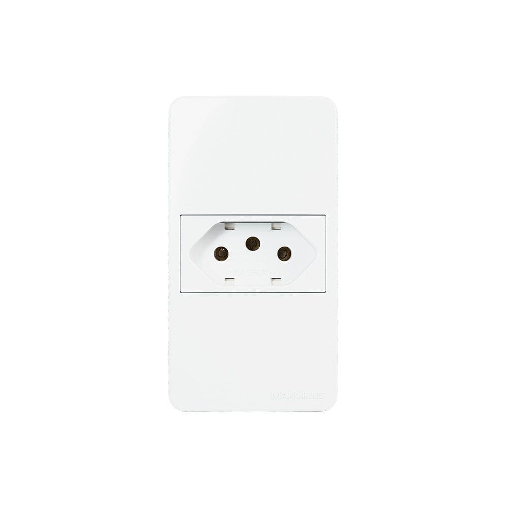 Placa para Condulete Caixa 3/4" com Tomada MarGirius Sleek 2P+T 10A Branca