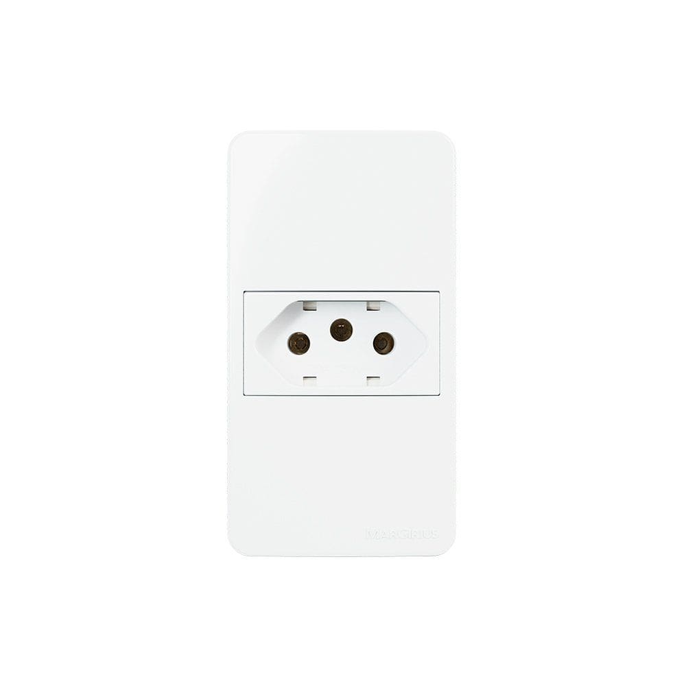 Placa para Condulete Caixa 3/4" com Tomada MarGirius Sleek 2P+T 20A Branca