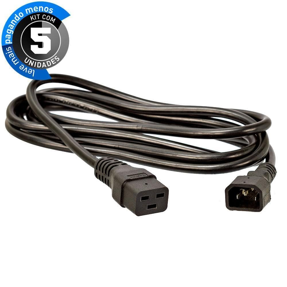 Cabos De Força Extensor Iec C19 14Awg, 3 Mt - Kit 5