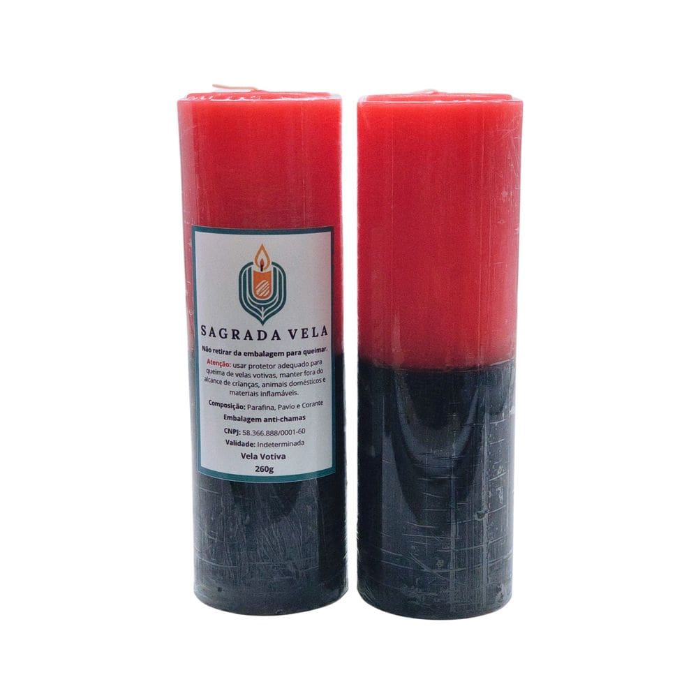 Kit 2 Velas Votiva 7 Dias 260G (Vermelha E Preta)