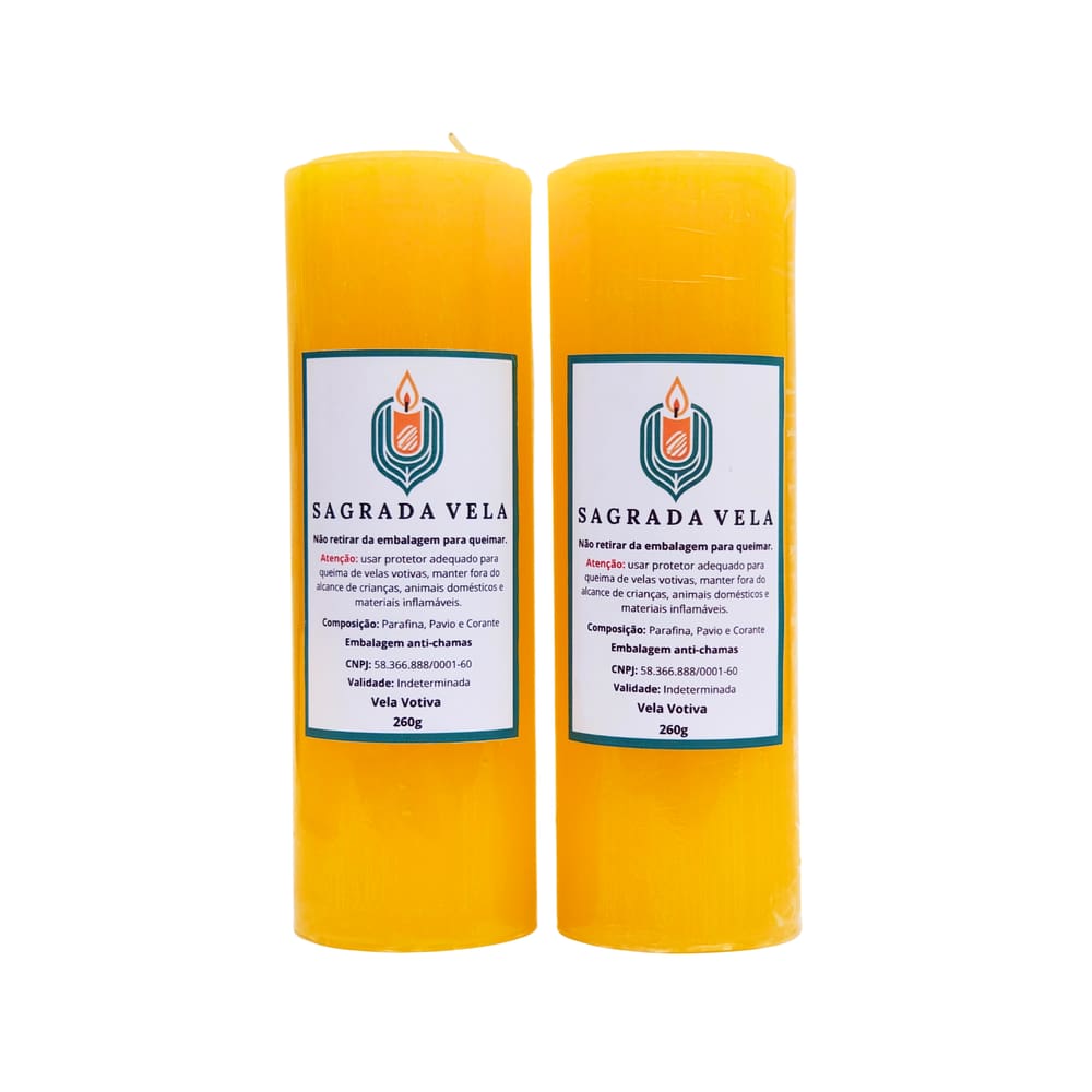 Kit 2 Velas Votiva 7 Dias 260G (Amarela)
