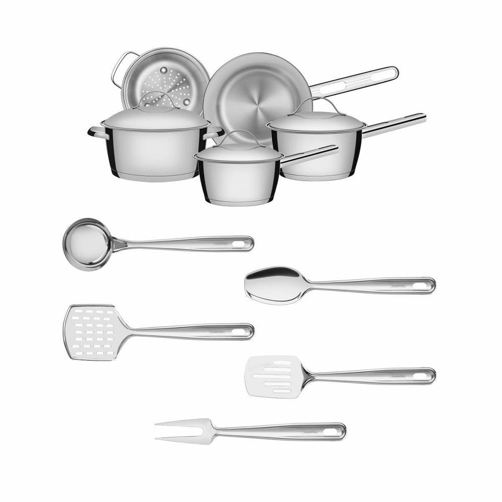 Jogo Allegra Inox Fundo Triplo 10 Pçs Utensílios Tramontina