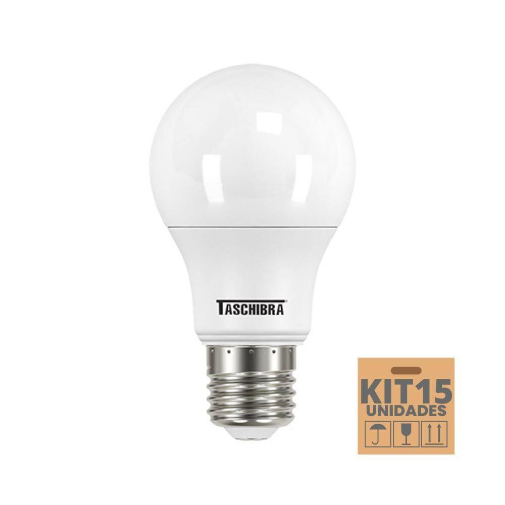 Kit 15 Lâmpadas Led Bulbo Tkl 15W Taschibra E27 Bivolt 4000K