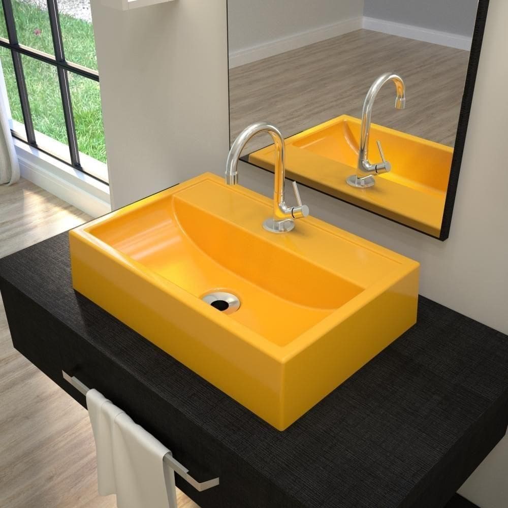 Kit Cuba Q45 Com Torneira 1198 Metal + Válvula 1`` (2,6cm) + Sifão Cromado + Flexível Amarelo
