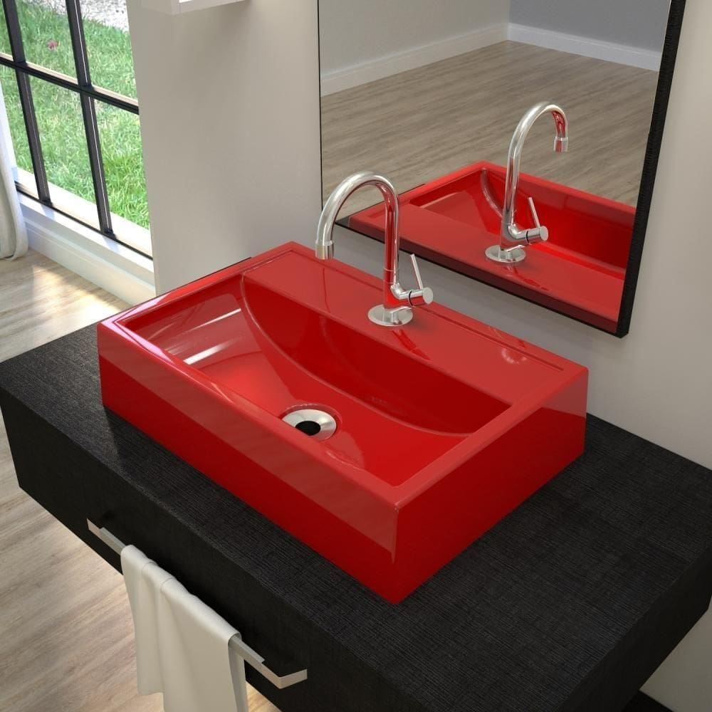 Kit Cuba Q45 Com Torneira 1198 Metal + Válvula 1`` (2,6cm) + Sifão Cromado + Flexível Vermelho
