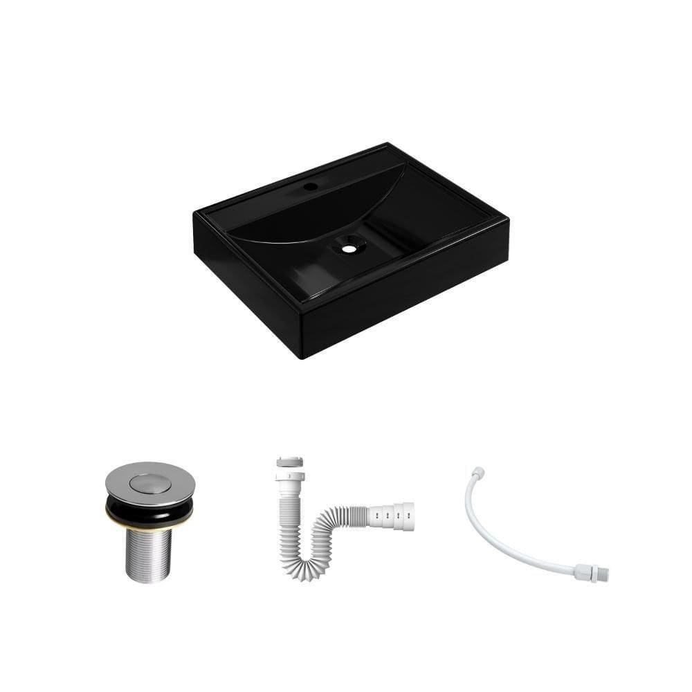 Kit Cuba Rt49 Com Válvula Click 1``b (2,6cm) + Sifão Pvc + Flexível Preto