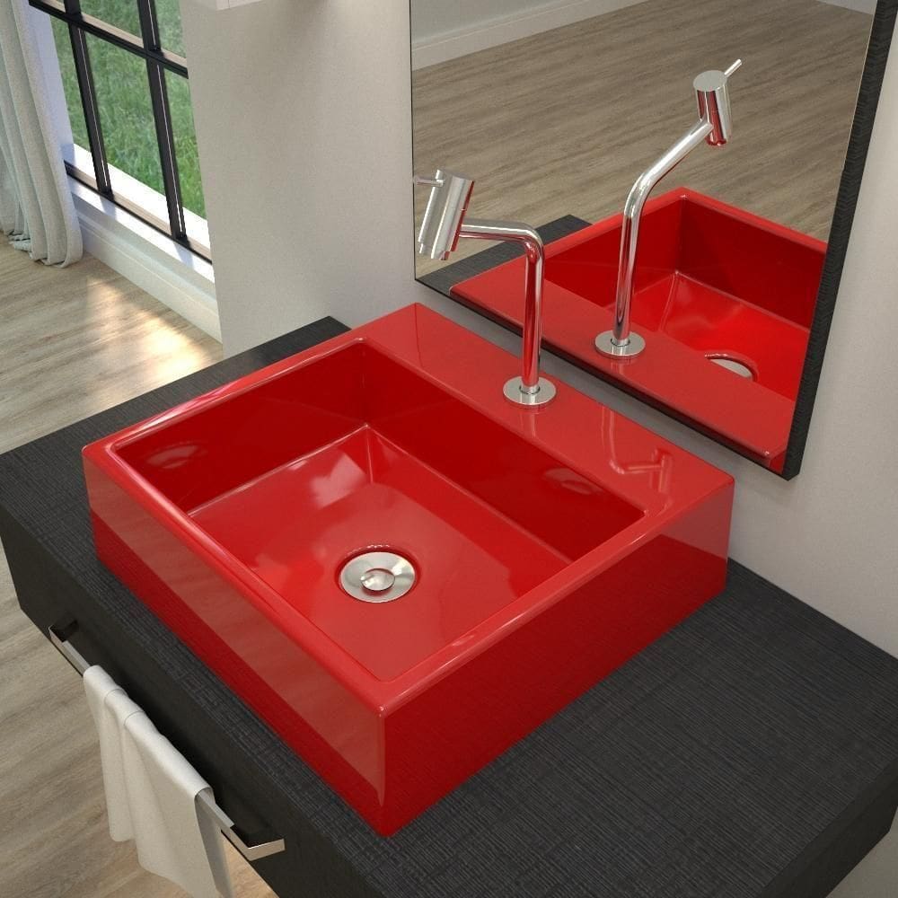 Kit Cuba Q395 Com Torneira Pratika 1060 Metal + Válvula Click 1``b (2,6cm) + Sifão Pvc + Flexível Vermelho