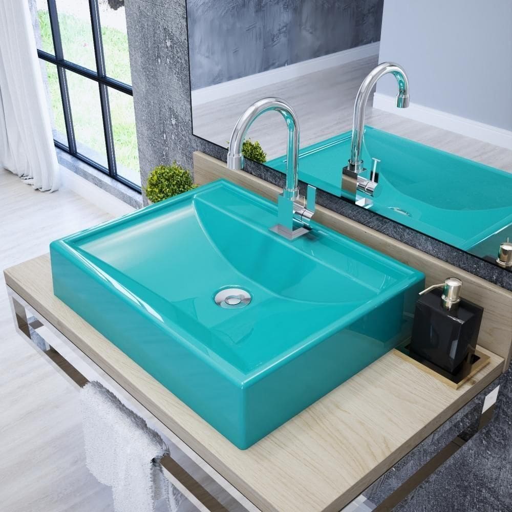 Kit Cuba Rt49 Com Válvula Click 1``b (2,6cm) + Sifão Pvc + Flexível Azul Turquesa