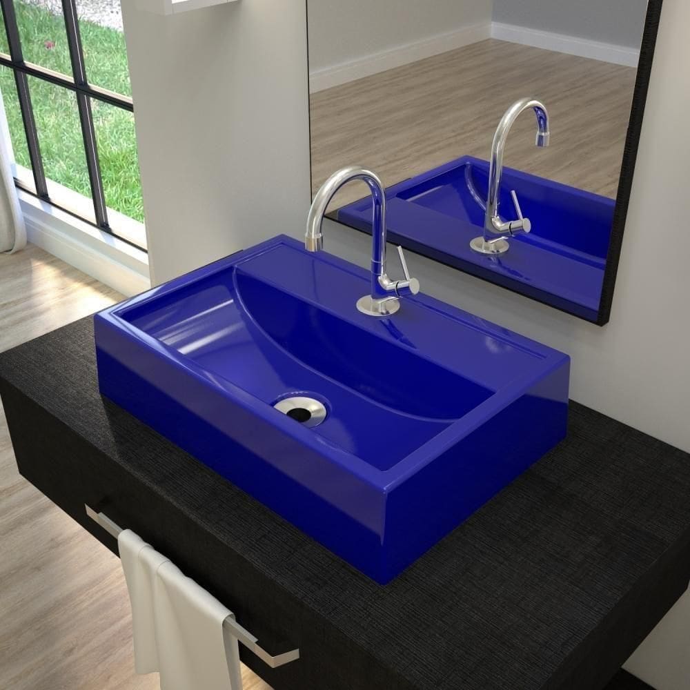 Kit Cuba Q45 Com Torneira 1198 Metal + Válvula 1`` (2,6cm) + Sifão Cromado + Flexível Azul Escuro