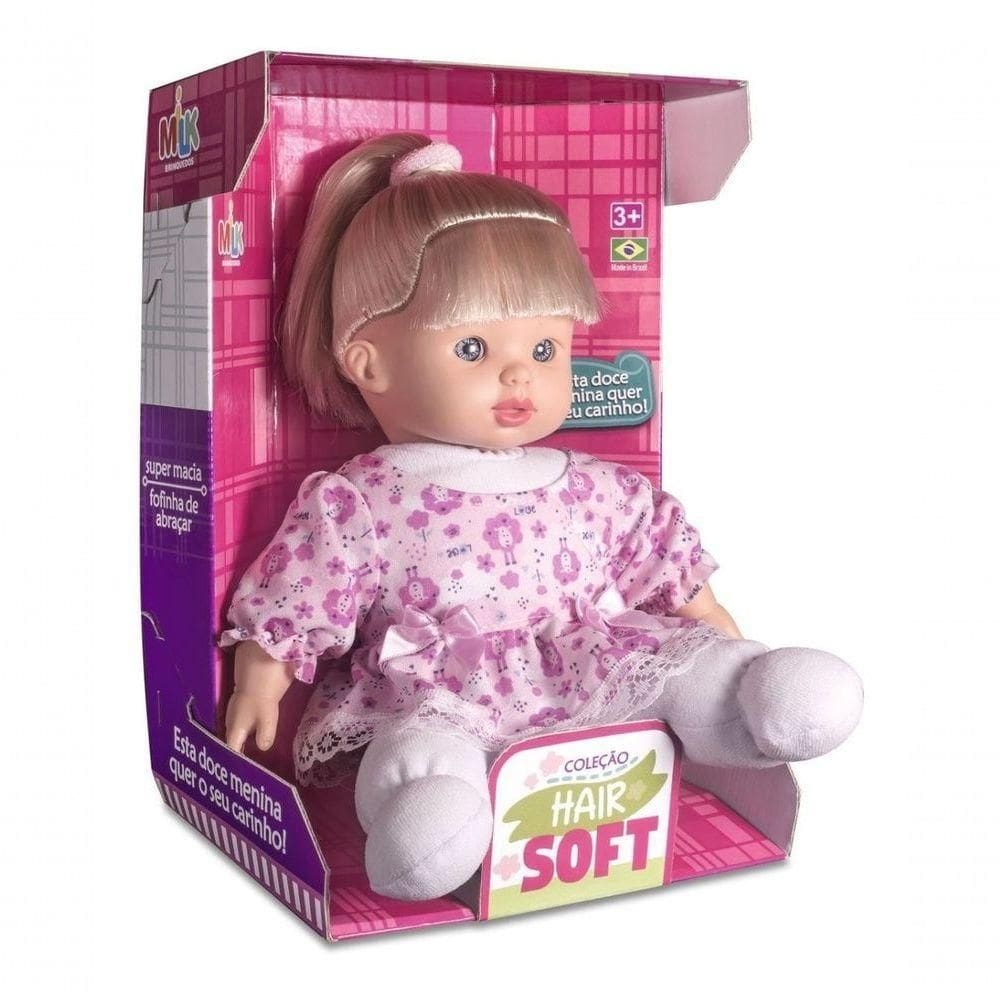Boneca Nenem Menina Coleção Hair Soft Macia Milk Loira 403