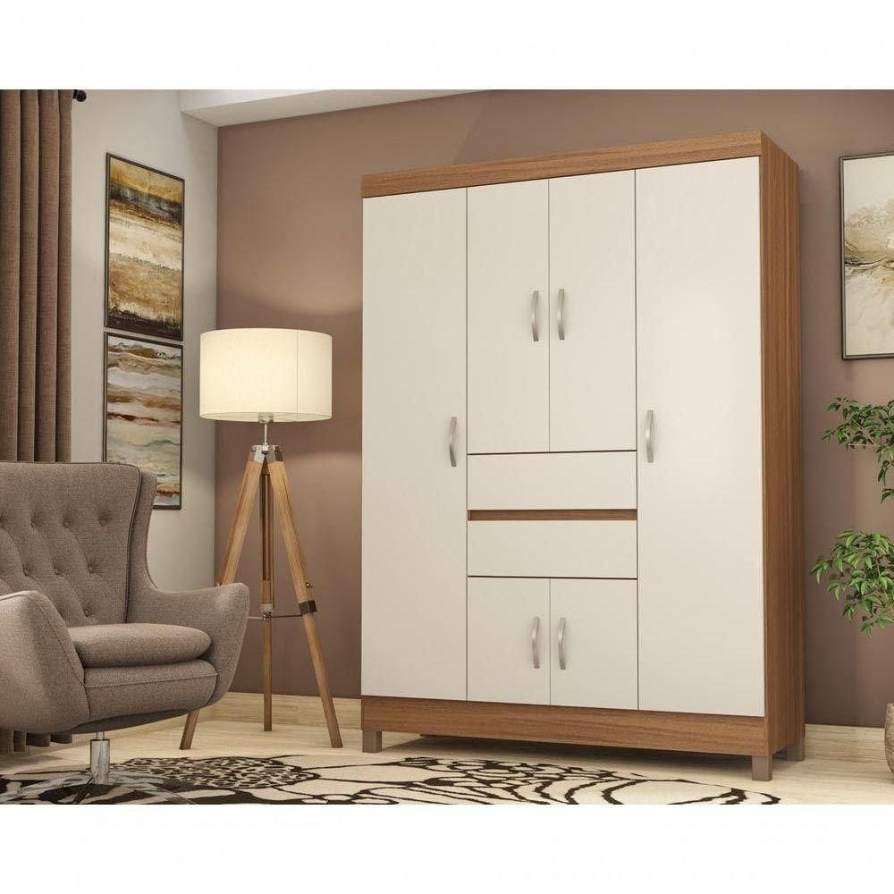 Guarda Roupa Solteiro 6 Portas E 2 Gavetas Ecom Ii Café Touch - Demóbile