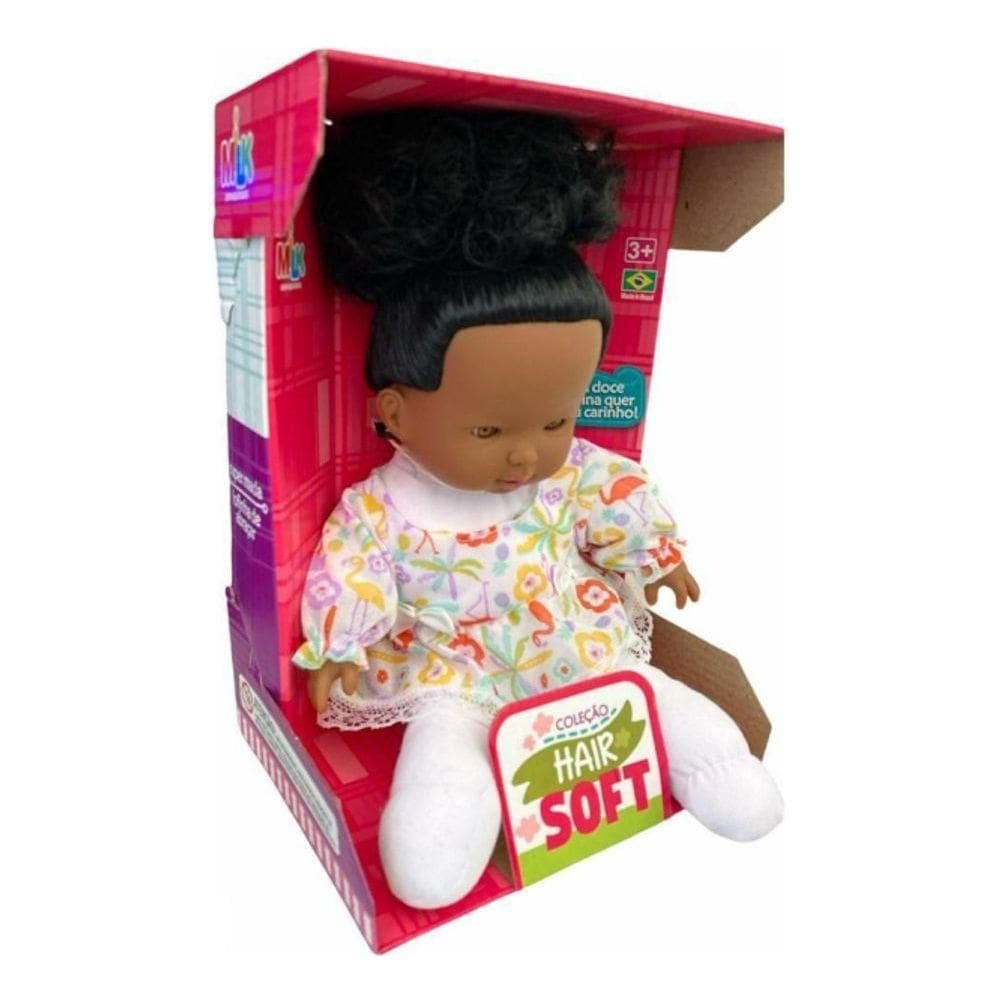 Boneca Nenem Menina Coleção Hair Soft Macia Milk Morena 404