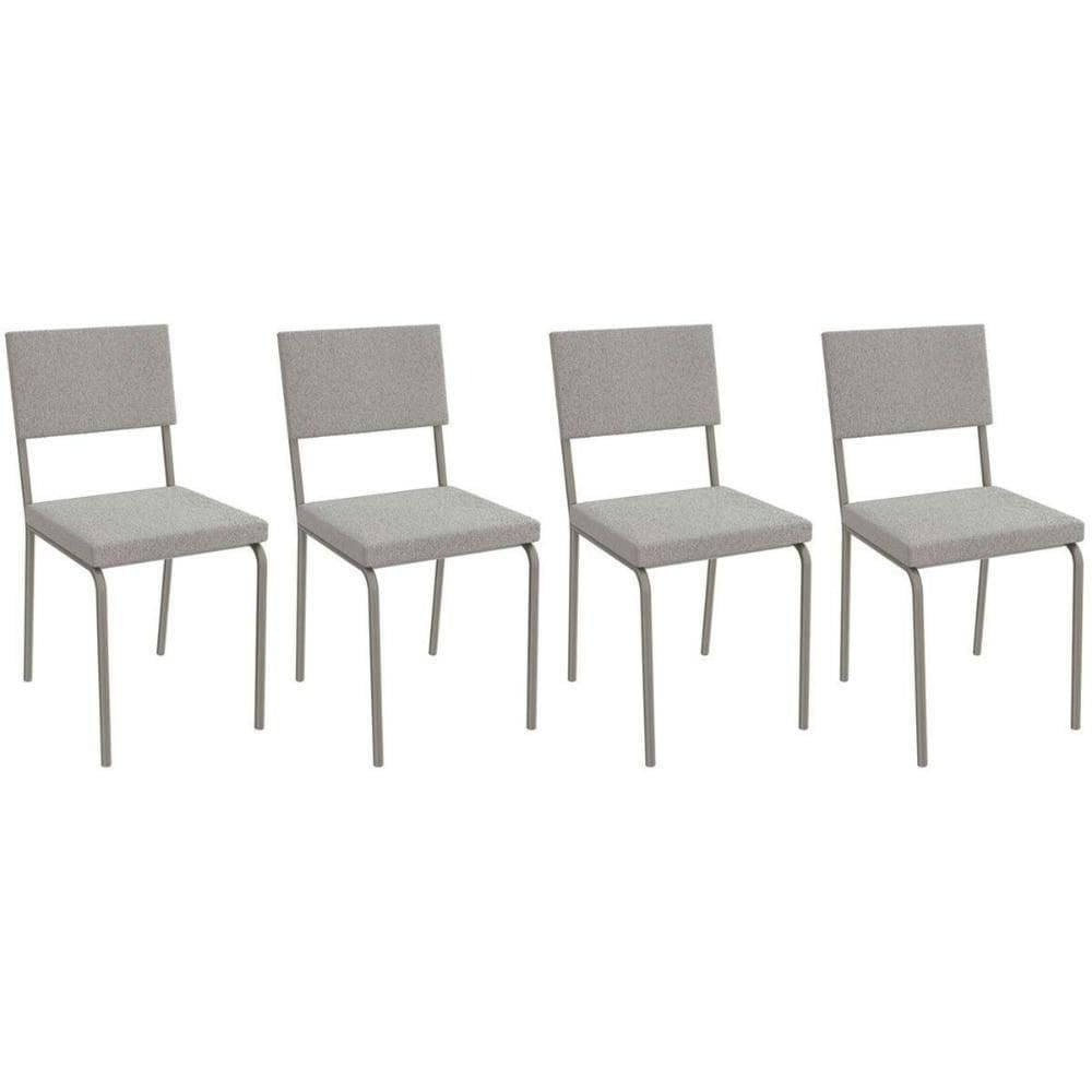 Kit 4 Cadeiras De Cozinha Zaria 2c128 4 Un Niquel Bouclê Cinza A056