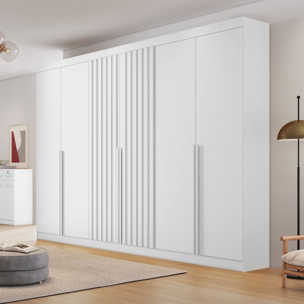 Guarda Roupa Casal Ripado 6 Portas em MDF Siena Bianchi