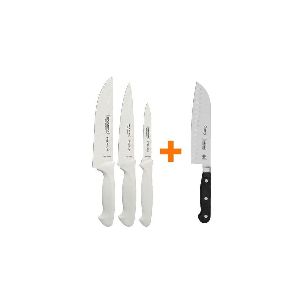 Faqueiro Premium 3 Peças + 1 Faca Santoku 7 Pol - Tramontina