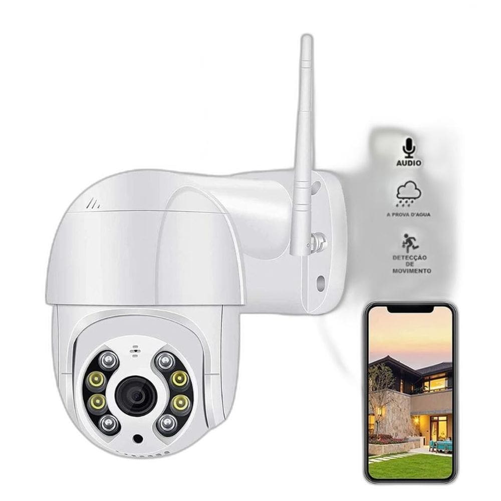 Câmera Vigilância Externa Ip Wifi Hd Visão Noturna E