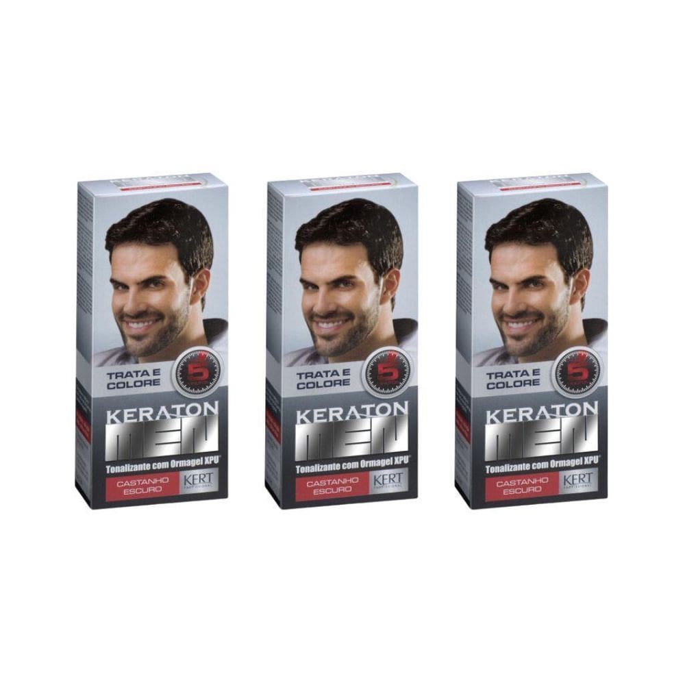 Coloraçao Keraton Men Castanho Escuro - Kit C/3Un