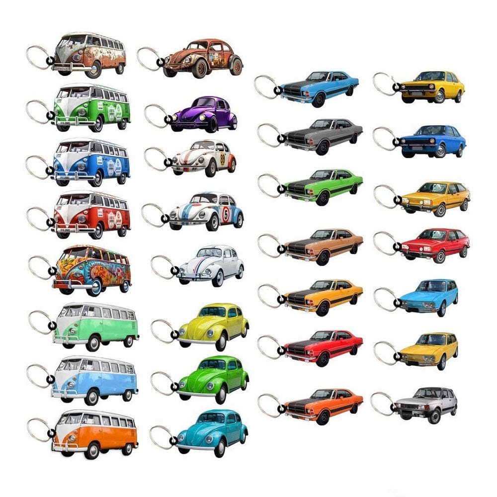 Kit 100 Chaveiros Modelos De Carro Antigo Em Mdf 3D