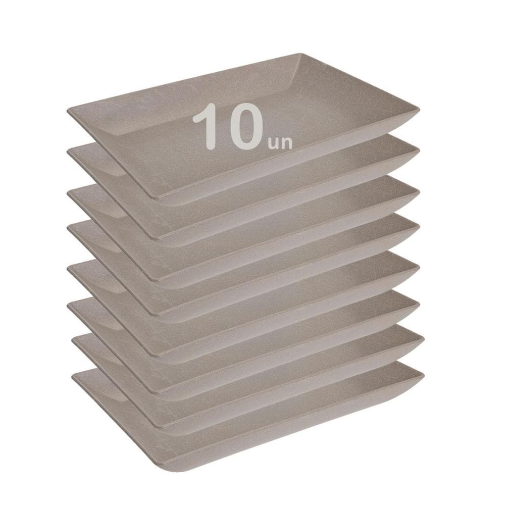 10Un Petisqueira Travessa Retangular 24Cm Cinza Petra