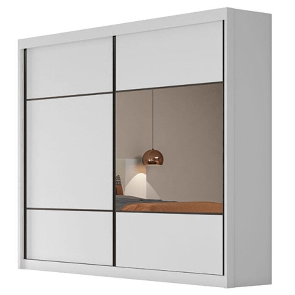 Guarda Roupa Casal Belmonte 2 Portas 8 Gavetas Neve com Espelho – Novo Horizonte