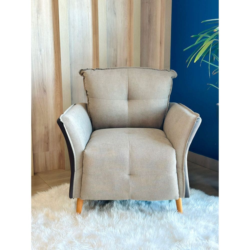 Poltronas Decorativas Para Sala De Estar E Recepção Monaliza Bege Suede