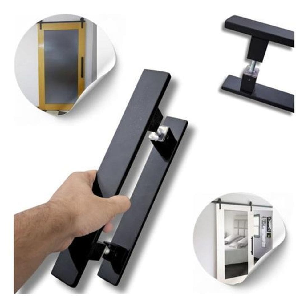 Par Puxador Barra Chata 30Cm Preto Porta Piv Cor Mad Vidro