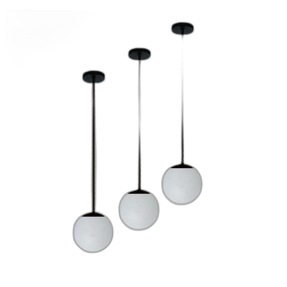 Kit 3 Pendente Preto Mesa Bancada Balcão Aparador + Led Vidr