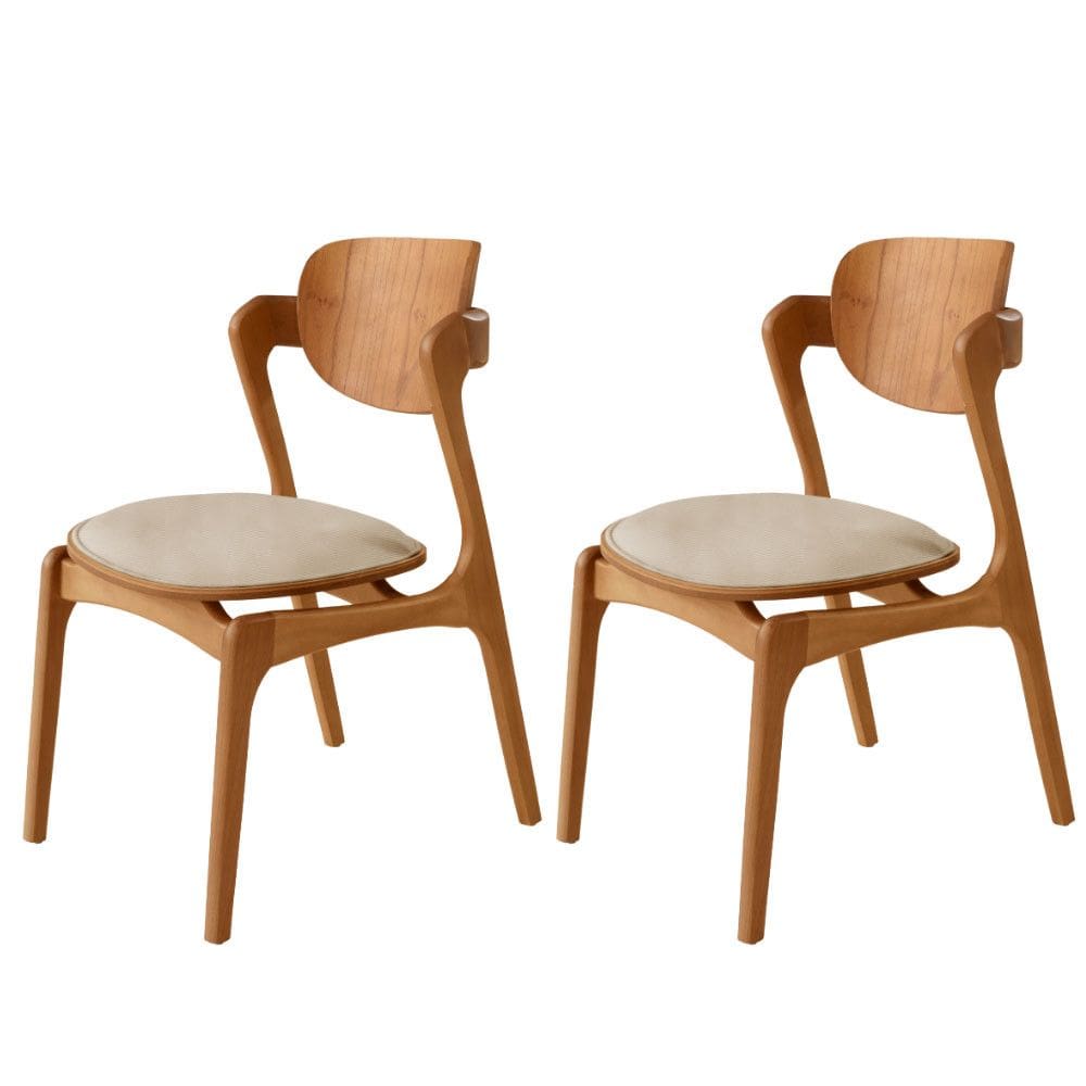 Conjunto com 2 Cadeiras Madeira Solaris Gold Moderna Mobília