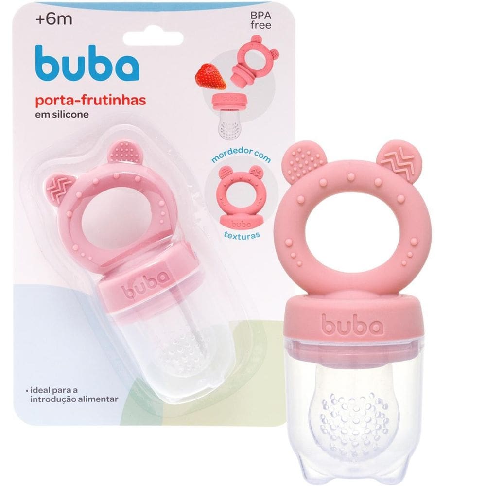 Porta Frutinhas Silicone Ursinho Rosa Lanchinho 18852 Buba