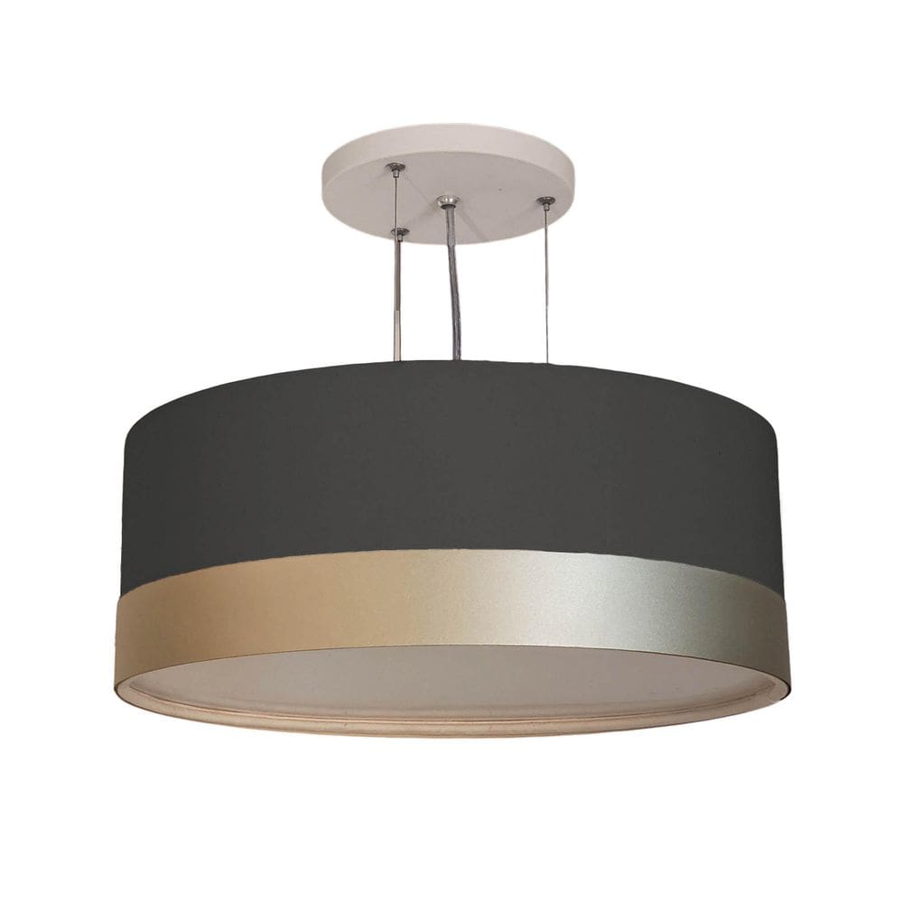 Lustre Pendente Tom Luz Cúpula Detalhe Bronze 50x15 Preto