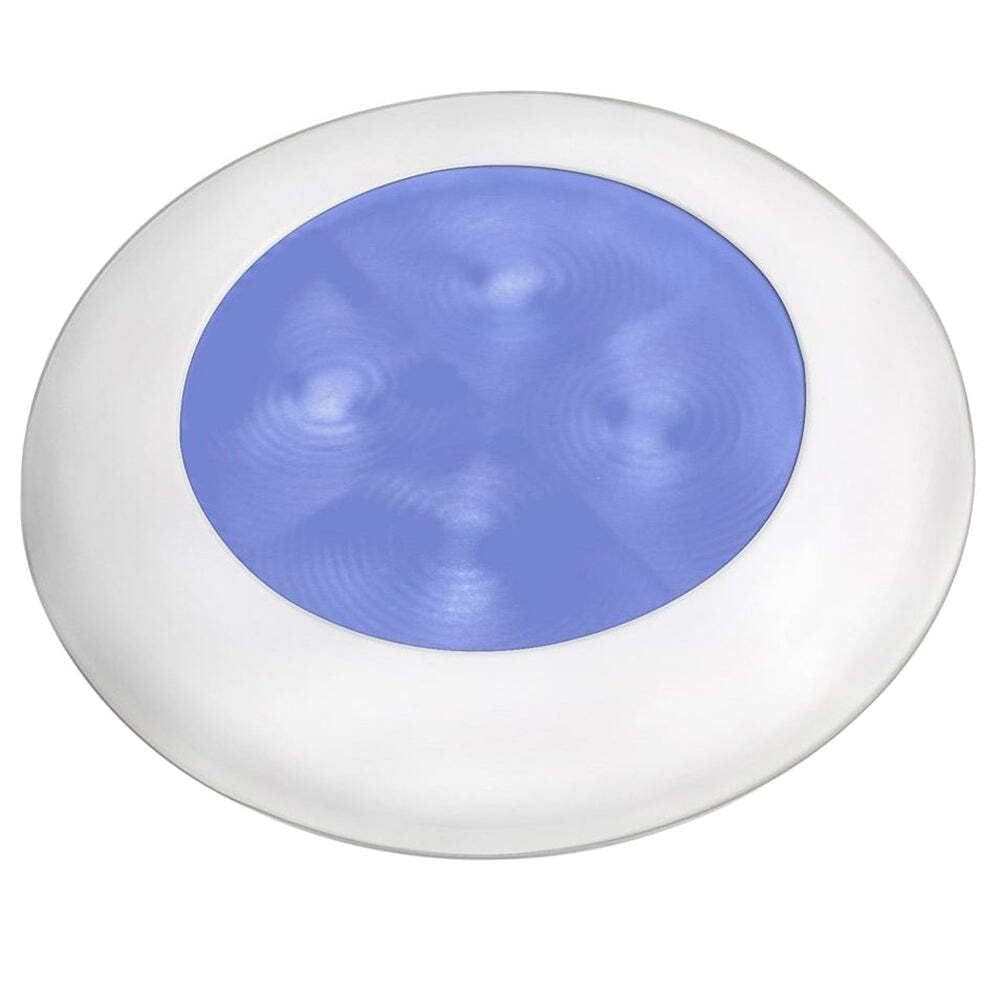 Lâmpada LED redonda de cortesia Hella Marine Blue - Bisel branco 24V