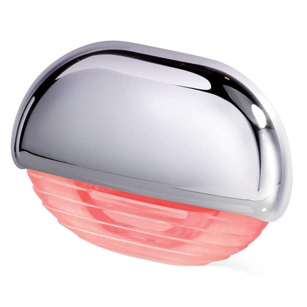 Luminária de passo Hella Marine Easy Fit vermelha com tampa cromada