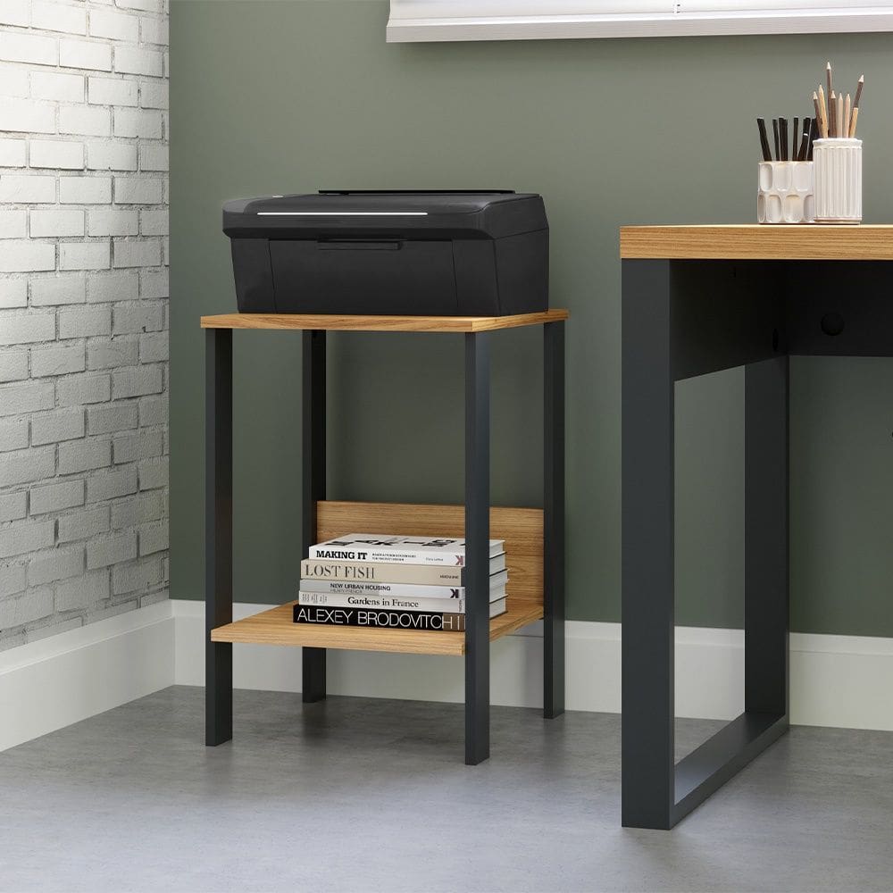 Mesa de Canto Estilo Industrial em MDF F14 Freijó Preto Fosco Dalla Costa