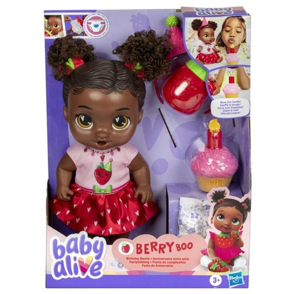Baby Alive Aniversário Berry Boo Boneca De Cabelos Pretos