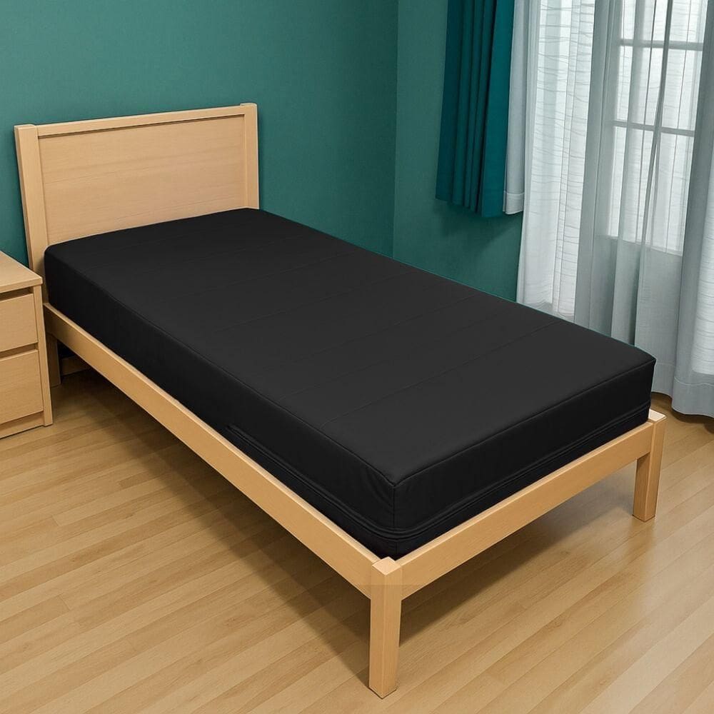 Capa Colchão Solteiro Impermeável Hospitalar Com Zíper - Preta 78x188x20cm