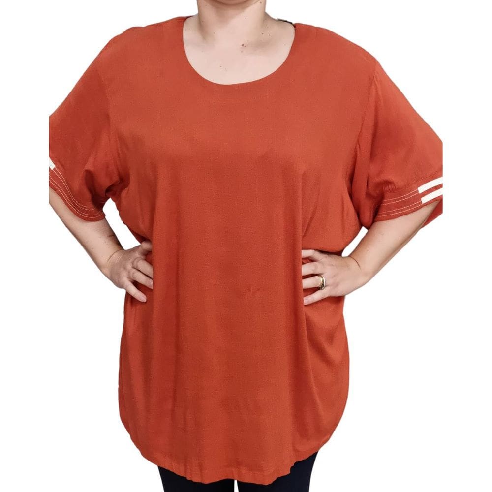 Blusa Feminina Raio de Luz MC Básica Detalhes Plus Size