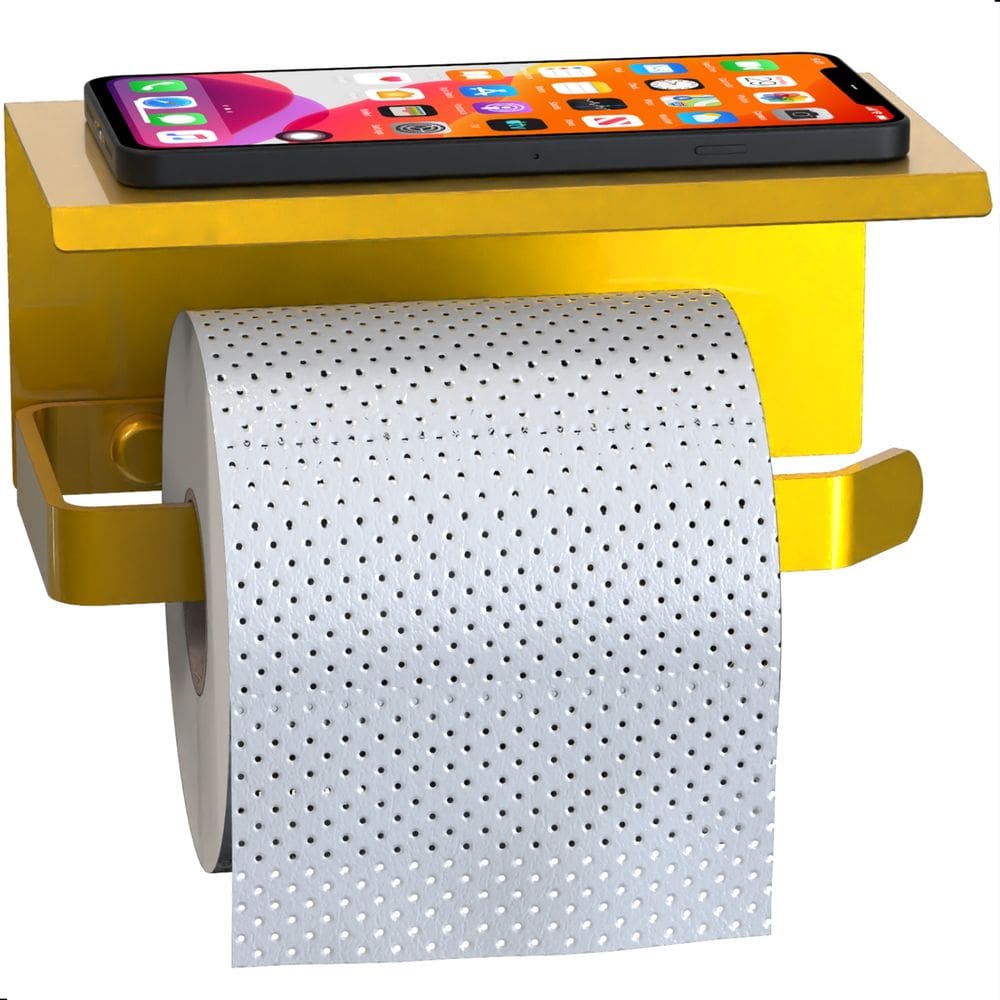 Suporte Porta Papel Higiênico De Parede Dourado Max