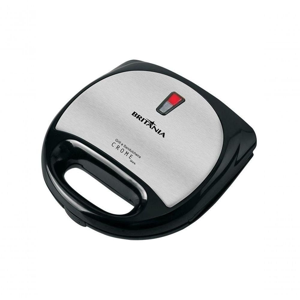 Sanduicheira E Grill Britânia Crome Inox Preta 220V