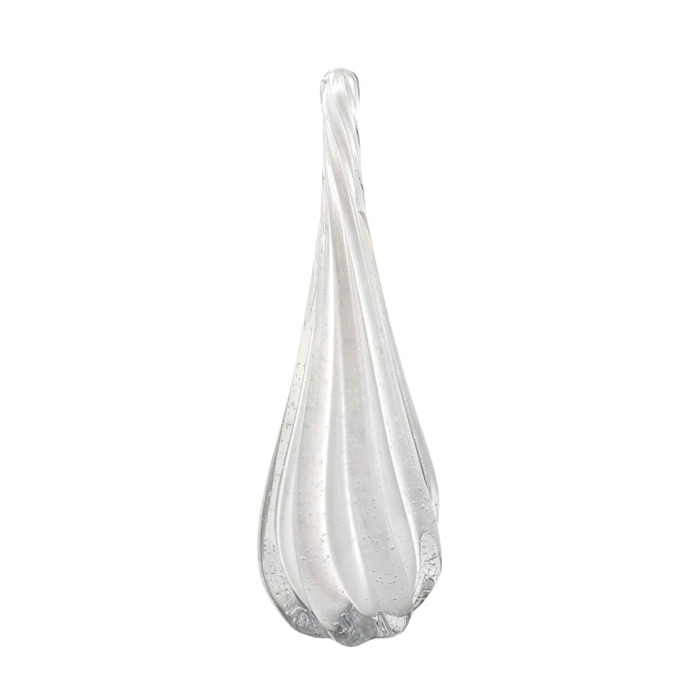 Escultura Gota De Murano Branco Leitoso 29Cm Decoração