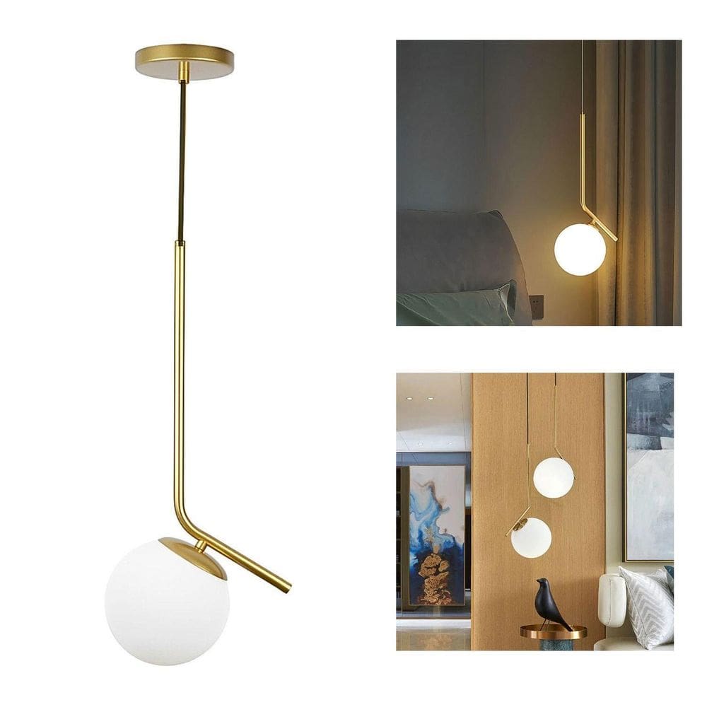 Lustre Pendente Haste Inclinada Globo Jabuticaba - Dourado