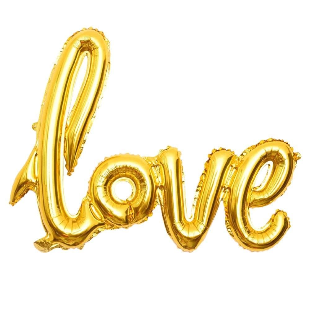 Balao Metalizado Love Faixa Noivado Festa Decoração Casamento Ensaio Fotografico Declaração De Amor Inflavel Dourado