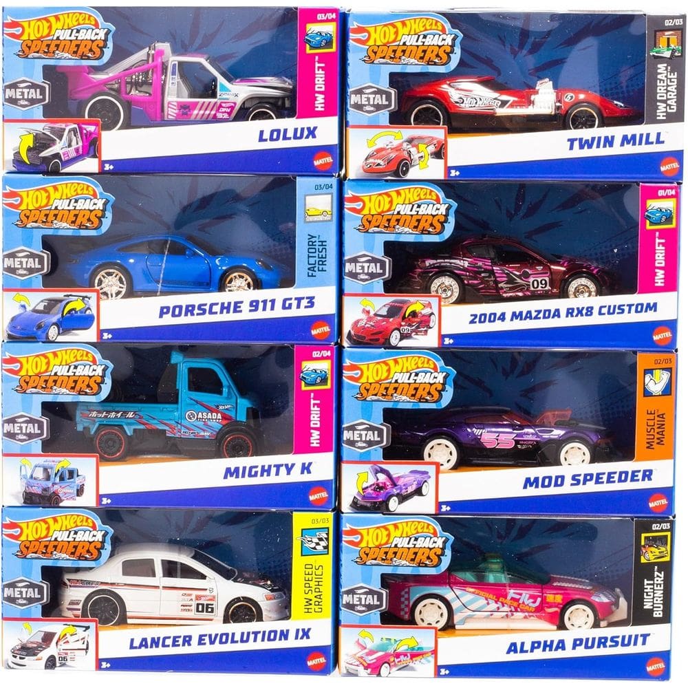 Carrinho Hot Wheels Pull-Backs Fricção 10 Cm Mattel - Aleatório - HPR70