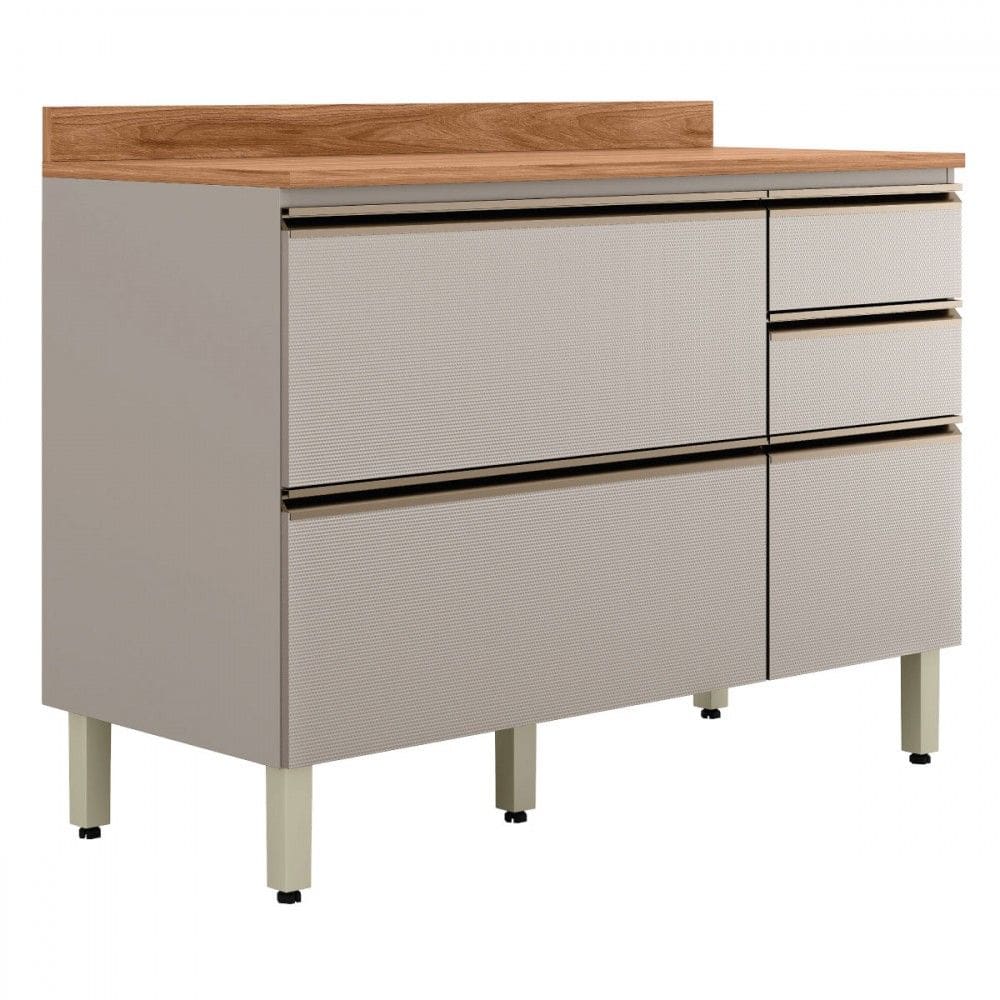 Balcão de Cozinha Proença 1 Porta 4 Gavetas 100% Mdf Nogueira/Nude - Demóbile