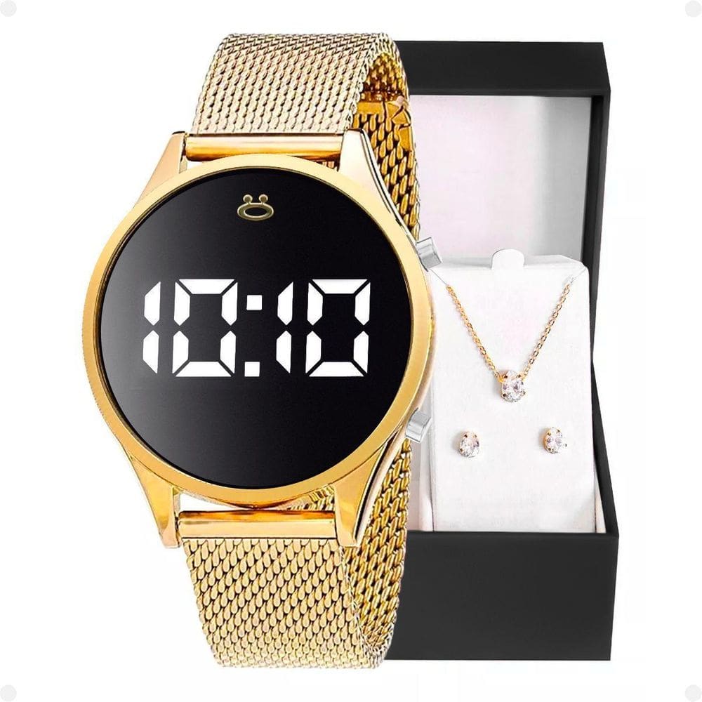 Kit Relogio Feminino Digital Led Silicone Presente Garantia