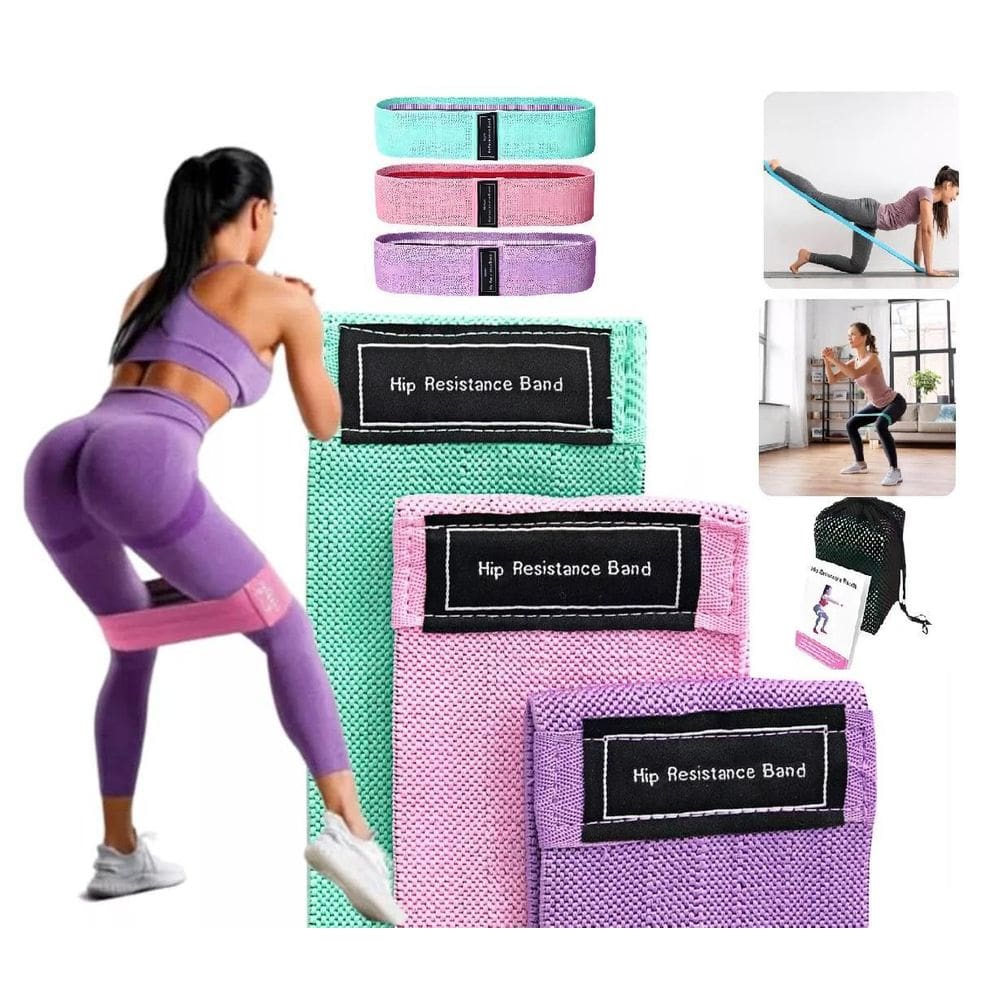 Kit 3 Faixas Elásticas Exercícios Yoga Pilates Musculação