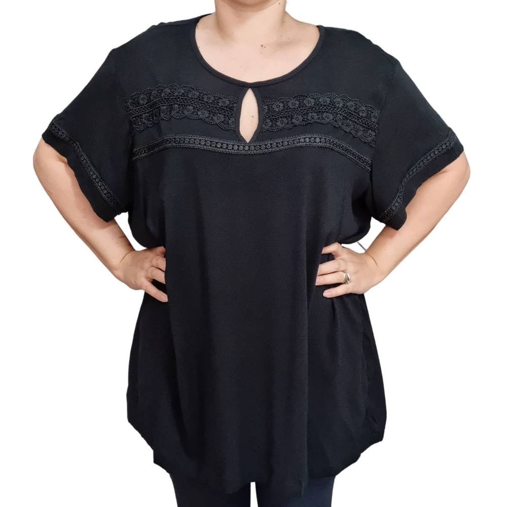Blusa Feminina MC Raio de Luz Apliques Plus Size